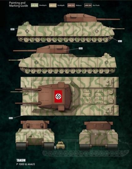 A Takom 1/144 WWII Heavy Battle Tank Landkreuzer P1000 Ratte(Prototype) & Panzer VIII Maus 3in1 priced at $61.49 available from Echelon Hobbies