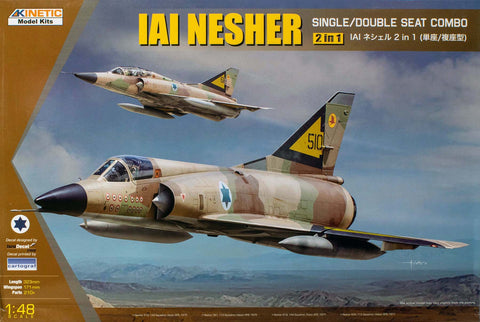 A Kinetic 1/48 IAI NESHER SINGLE/DOUBLE SEAT COMBO priced at $92.99 available from Echelon Hobbies