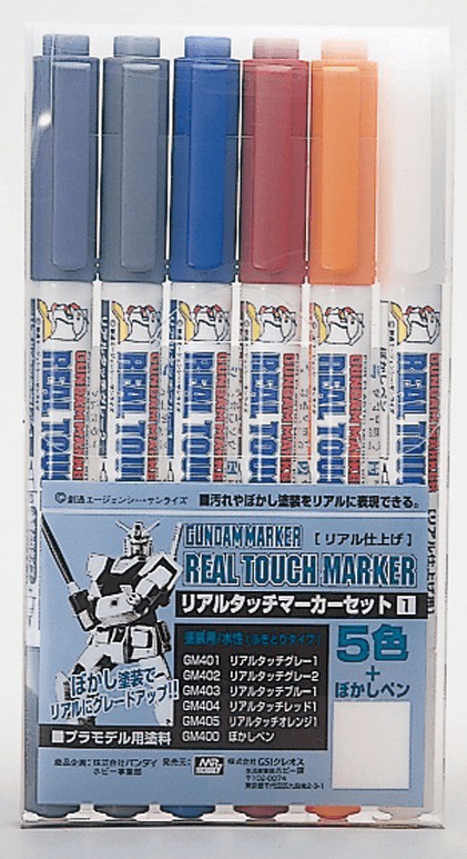 A GSI Creos Gundam Marker Set - Real Touch Marker 1 priced at $23.99 available from Echelon Hobbies