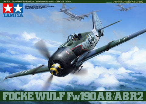 A Tamiya 1/48 Focke-Wulf Fw190 A-8/A-8 R2 priced at $38.99 available from Echelon Hobbies