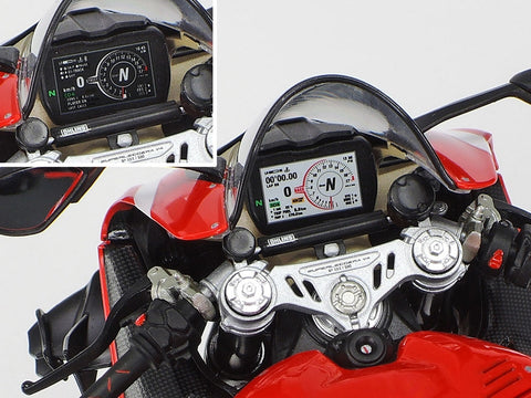 A Tamiya 1/12 Ducati Superleggera V4 priced at $69.75 available from Echelon Hobbies