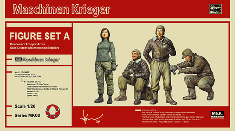 A Maschinen Krieger 1:20 Ma.K. FIGURE SET A (Mercenary Troops' Arms Cold District Maintenance Soldiers) priced at $29.99 available from Echelon Hobbies