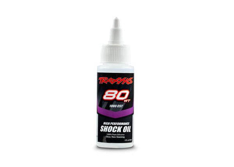 A Traxxas silicone shock oil - 80 wt, 1,000 cSt, 60cc priced at $10.98 available from Echelon Hobbies