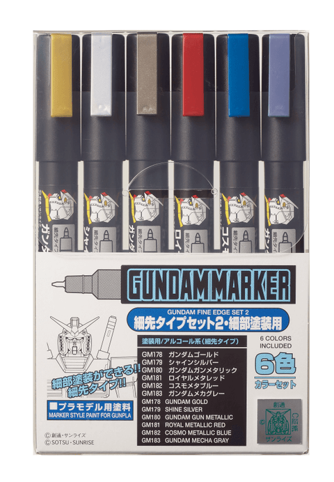 A GSI Creos GUNDAM MARKER FINE EDGE SET 2 priced at $23.99 available from Echelon Hobbies