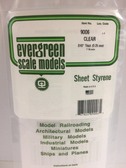 A 9006 - .010" CLEAR ORIENTED POLYSTYRENE SHEET 2/pk priced at $8.25 available from Echelon Hobbies