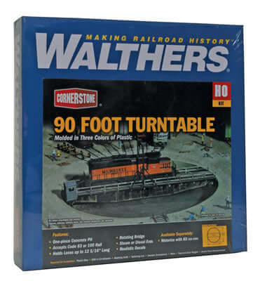 A Walthers Cornerstone 90 Foot Turntable #3171 priced at $79.25 available from Echelon Hobbies