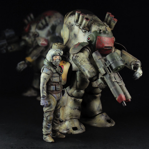 A Maschinen Krieger 1:20 ROBOT BATTLE V (FIVE) MASCHINEN KRIEGER 44 TYPE MK44 AMMOKNIGHTS (Smartgun Equipment Type) priced at $42.25 available from Echelon Hobbies