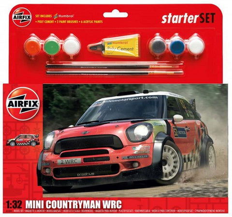 A Airfix 1:32 Mini Countryman Wrc Starter Set priced at $46.25 available from Echelon Hobbies