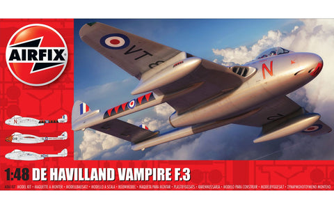 A Airfix 1:48 De Havilland Vampire F.3 Zzz priced at $63.99 available from Echelon Hobbies