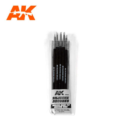 A AK Interactive Silicone Brushes Medium Hard Tip, Medium - 5Pk priced at $12.99 available from Echelon Hobbies