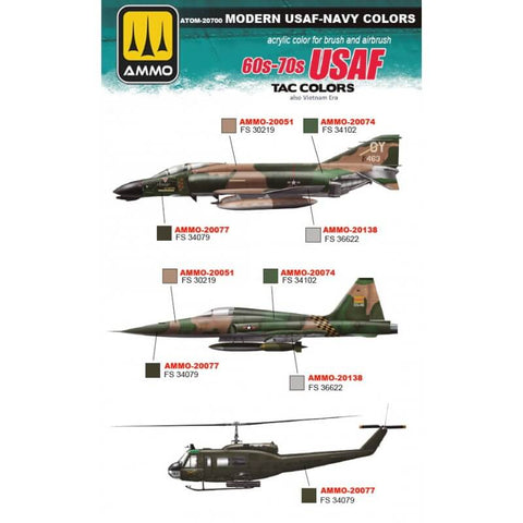 A Ammo Mig Atom Paint Sets Modern USAF-NAVY Colors (12 paints per set) priced at $69.99 available from Echelon Hobbies