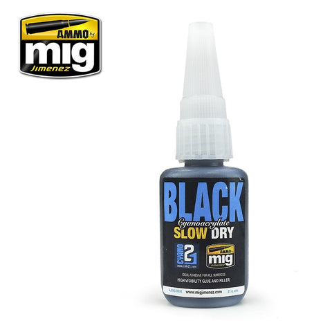 Ammo Mig Slow Dry Cyanoacrylate Glue Black