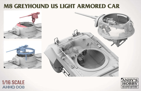 A Andy's HHQ 1/16 M8 Greyhound US Light Armored Car priced at $148.99 available from Echelon Hobbies