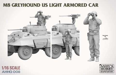 A Andy's HHQ 1/16 M8 Greyhound US Light Armored Car priced at $148.99 available from Echelon Hobbies