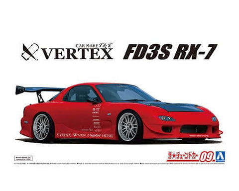 A Aoshima 1/24 Vertex FD3S RX-7 '99 Mazda priced at $37.75 available from Echelon Hobbies