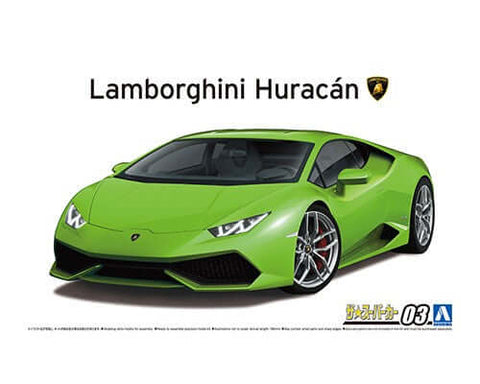 A Aoshima 1/24 '14 Lamborghini Huracan priced at $59.99 available from Echelon Hobbies