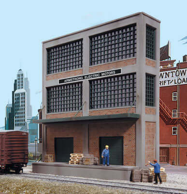 A Walthers Cornerstone Armstrong Electric Motors Background Building #3172 priced at $48.99 available from Echelon Hobbies