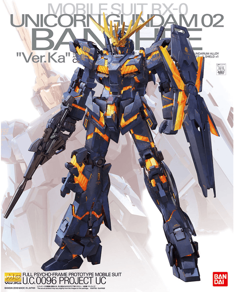 A Bandai MG 1/100 RX-0 Unicorn Gundam 02 Banshee Ver.Ka priced at $72.99 available from Echelon Hobbies