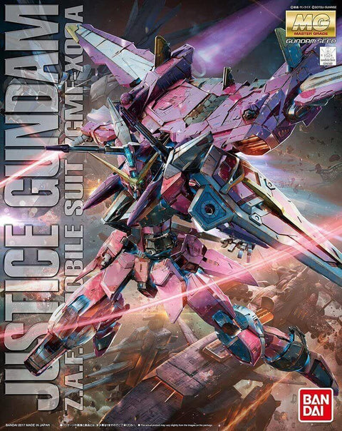 A Bandai MG Justice Gundam 'Gundam SEED' priced at $82.99 available from Echelon Hobbies