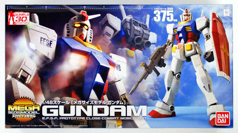 A Bandai Mega Size Model 1/48 RX-78-2 Gundam priced at $123.99 available from Echelon Hobbies