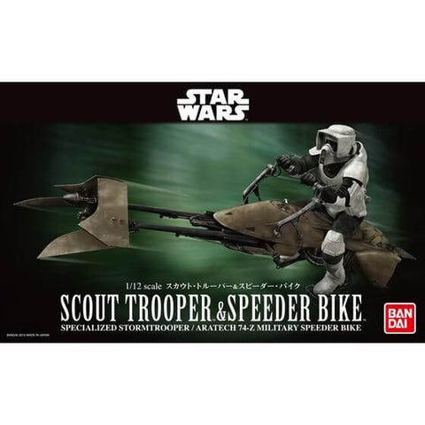 A Bandai Star Wars Character Line 1/12 Scout Trooper & Speeder Bike priced at $83.99 available from Echelon Hobbies