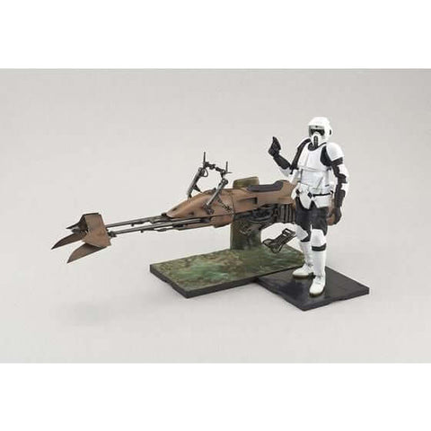 A Bandai Star Wars Character Line 1/12 Scout Trooper & Speeder Bike priced at $83.99 available from Echelon Hobbies