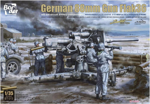 Border Model 1/35 German 88mm Gun Flak36 w/6 Anti-Aircraft Artillery Crew Members