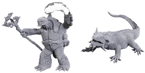 DND UNPAINTED MINIS WV24 TORTLE DRUID & WILD SHAPE GIANT LIZARD