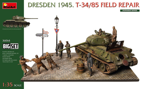 MiniArt 1/35 Dresden 1945. T-34/85 Field Repair. Big Set