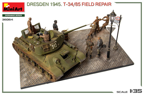 MiniArt 1/35 Dresden 1945. T-34/85 Field Repair. Big Set