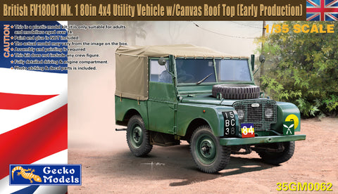 Gecko 1/35 British FV18001 Mk.1 80in 4x4 Utility Vehicle w-Canvas Roof Top Early Production