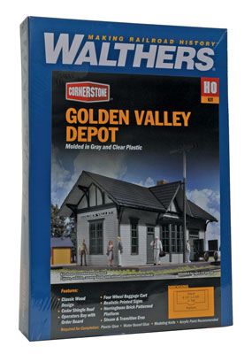 A Walthers Cornerstone Golden Valley Depot #3532 priced at $48.75 available from Echelon Hobbies