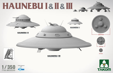 A Takom 1/350 Haunebu I & II & III priced at $39.99 available from Echelon Hobbies