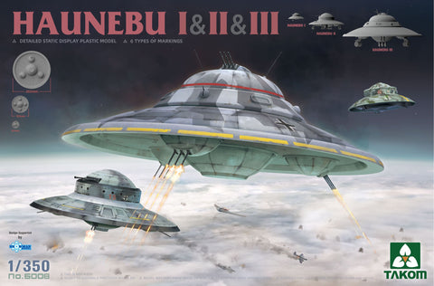 A Takom 1/350 Haunebu I & II & III priced at $39.99 available from Echelon Hobbies