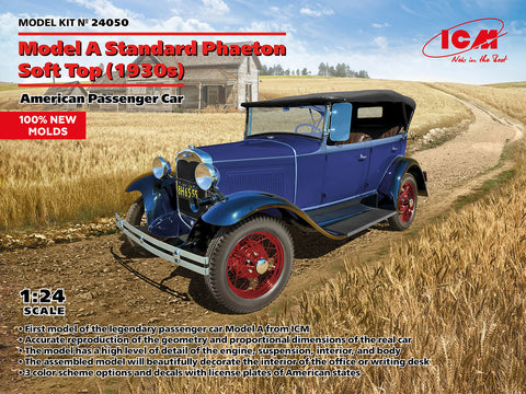 ICM 1/24 Model A Standard Phaeton Soft Top (1930s), American Passenger Car