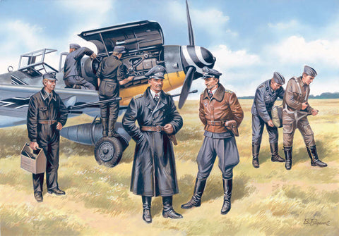 A ICM 1/48 German Luftwaffe Pilots and Ground Personnel (1939-1945) priced at $19.99 available from Echelon Hobbies