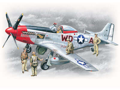 A ICM 1/48 Mustang P-51D with USAAF Pilots and Ground Personnel priced at $37.49 available from Echelon Hobbies