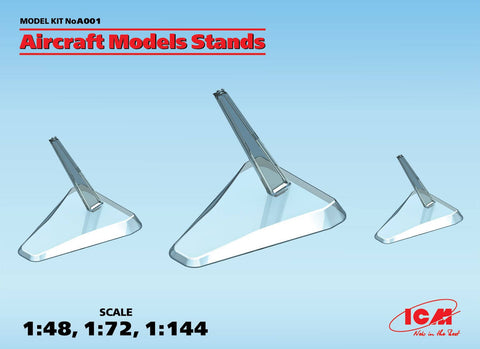 A ICM Aircraft Models Stands (1:48, 1:72, 1:144) priced at $16.99 available from Echelon Hobbies