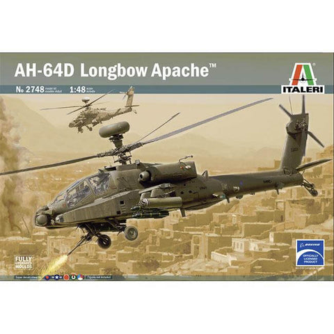 A Italeri 1/48 Ah-64D Apache Longbow priced at $52.50 available from Echelon Hobbies