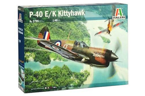 A Italeri 1/48 P-40 E/K Kittyhawk priced at $47.25 available from Echelon Hobbies