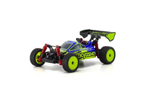 A Kyosho Mini-Z MB010 Readyset 4WD Inferno MP9 TKI3 Blue-Yellow priced at $279.99 available from Echelon Hobbies