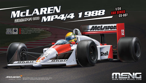 A Meng 1/24 McLaren MP4/4 1988 priced at $115.99 available from Echelon Hobbies