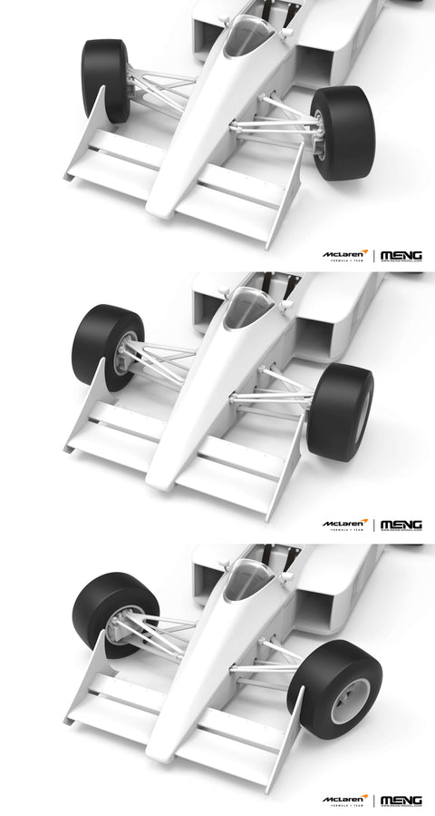 A Meng 1/24 McLaren MP4/4 1988 priced at $115.99 available from Echelon Hobbies