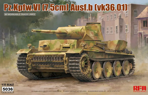 A RFM 1/35 Pz.Kpfw.IV Ausf.B (VK36.01) with WORKABLE TRACK priced at $71.99 available from Echelon Hobbies