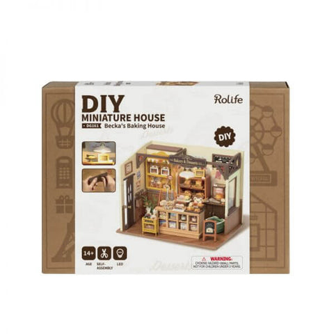 A Rolife Robotime Becka's Baking House Miniature House priced at $47.99 available from Echelon Hobbies