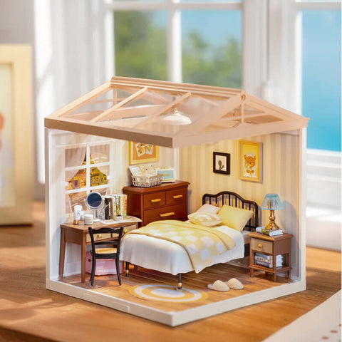 A Rolife Robotime Sweet Dream Bedroom Super Creator Dollhouse Miniatures Kit priced at $52.99 available from Echelon Hobbies