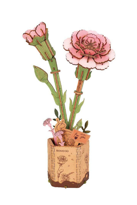 A Wooden Pink Carnation 3D Wooden Puzzle priced at $9.99 available from Echelon Hobbies