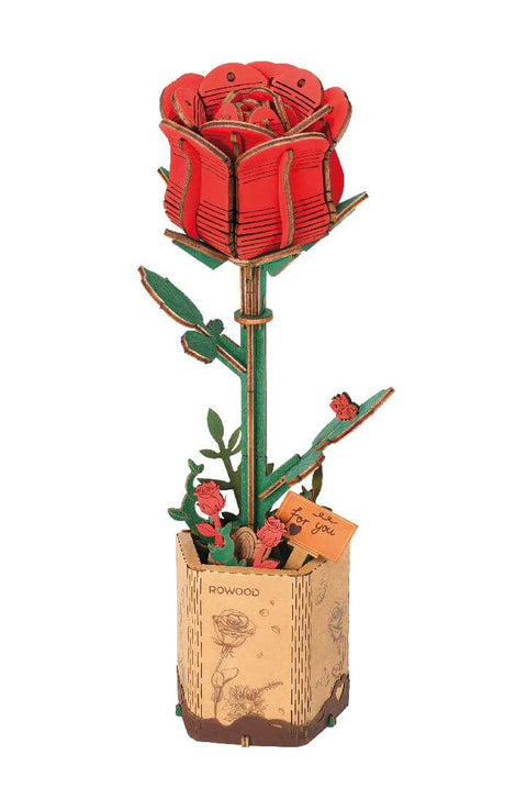 A Wooden Red Rose 3D Wooden Puzzle priced at $9.99 available from Echelon Hobbies