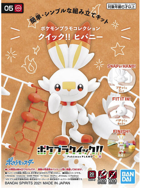 A Bandai Pokemon Model Quick Kit - #5 Scorbunny priced at $13.50 available from Echelon Hobbies