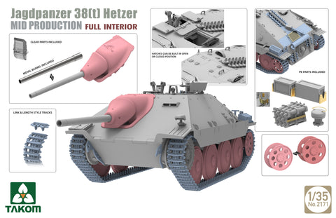 Takom 1/35 Jagdpanzer 38(t) Hetzer mid production w/ full interior